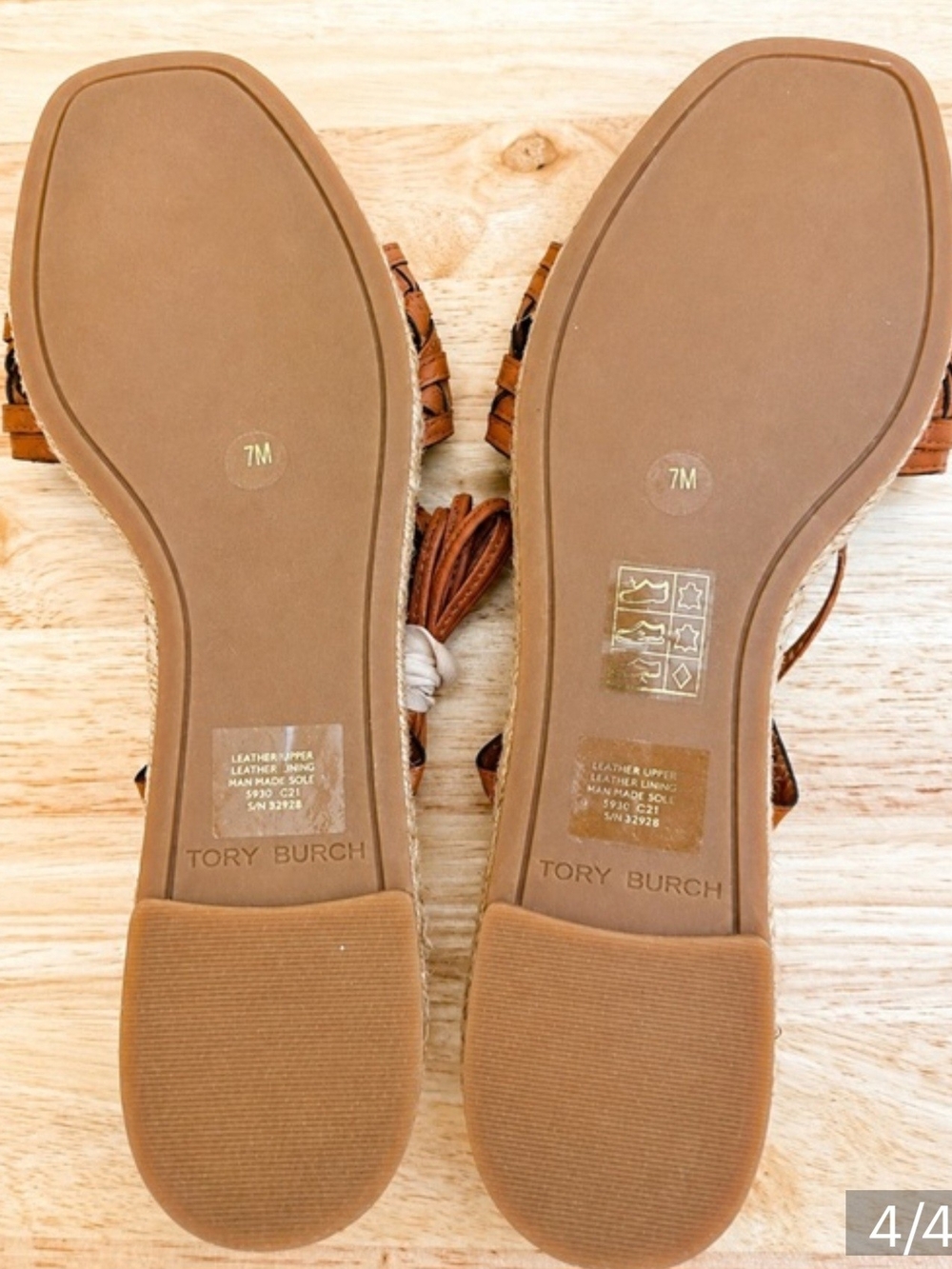 Tory Burch Basketweave Lace-Up Women's Sandals in Cognac - Picture 4 of 15